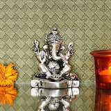 गैलरी व्यूवर में इमेज लोड करें, Webelkart Silver Plated Lord Ganesha,God of Luck &amp; Success Diwali Gifts Home Decor (Size: 3.00&quot;)