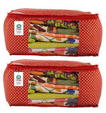 गैलरी व्यूवर में इमेज लोड करें, JaipurCrafts Quilted Polka Dots Cotton Saree Cover Set/Saree Storage Bag, (40 x 30 x 20 cm)-Pack of 2 (Cotton-Red)