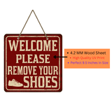 गैलरी व्यूवर में इमेज लोड करें, Webelkart® Decorative &quot; Please Remove Your Shoes&quot; Wooden Wall hanging For Home , Office, Shop And Clinic ,Wooden Wall sculpture For Outdoor- 9.5 Inches