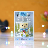 Load image into Gallery viewer, Webelkart®️ Premium Cute Little Teddy Sitting in Plastic Cage Showpiece for Her / Girlfriend / Wife / Fiancee / Valentines Day (Sky Blue)
