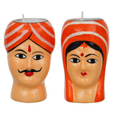 Load image into Gallery viewer, Webelkart Premium Handmade Kaka Kaki Rajasthani Couple Tealight Candle Holder for Home | Kaka kaki face Tealight Holder for Diwali Decoration