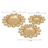 Load image into Gallery viewer, Webelkart Premium Set of 3 Diya Shape Flower Decorative Urli Bowl for Home Handcrafted Bowl for Floating Flowers and Tea Light Candles