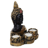 गैलरी व्यूवर में इमेज लोड करें, Webelkart Polyresin Buddha Tealight Candle Holder with Free 3 Tealights Candles| tealight Candle Holder for Home and Office Decor Gifts Items Pooja Room( Gold, 7Inch)