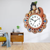 Load image into Gallery viewer, Webelkart Premium Radhe Krishna Playing Flute Unique Style Plastic Analog Wall Clock for Home and Office Decor| Wall Clock for Living Room( 17 in, Pista)