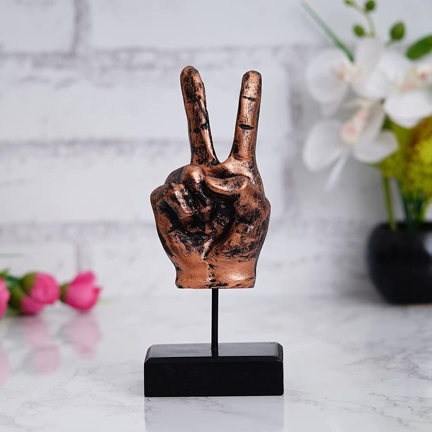 Webelkart Polyresin Modern Hand Gesture Desk Statues Human Finger ...