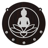 गैलरी व्यूवर में इमेज लोड करें, Webelkart Premium &quot; Sitting Gautam Buddha&quot; Wooden Key Holder for Home and Office Decor with Free 2 Heart Shape Keychains for Keys (5 Hooks , Brown)