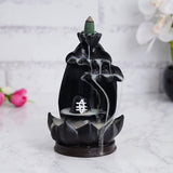 Load image into Gallery viewer, Webelkart Polyresin Shivling Backflow Smoke Incense Holder/Smoke Fountain for Home with Free10 Scented Incense Cones| Shiva Smoke Fountain | Shivling for Home Puja (Black,7 Inches)