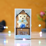 गैलरी व्यूवर में इमेज लोड करें, Webelkart® Premium Love Teddy Bear On Wood Stand Gift Box- Valentine Gift for Girlfriend/Boyfriend-Valentine Gift for Couples (Sky Blue)