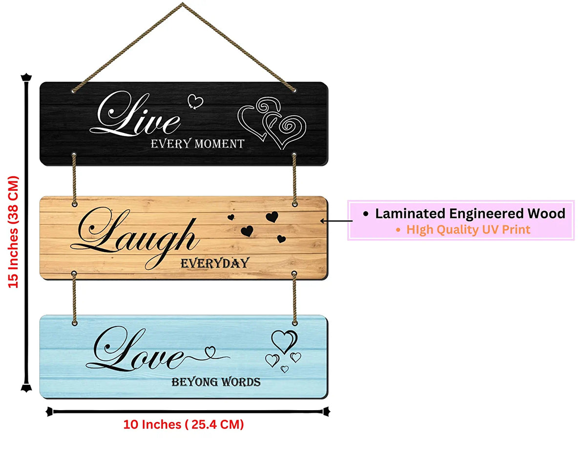 Webelkart®️ Decorative Live Love Laugh Wall Hanging Wooden Art