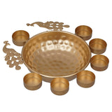 गैलरी व्यूवर में इमेज लोड करें, Webelkart Decorative Round Peacock Shape Urli Bowl for Home Beautiful Handcrafted Bowl for Floating Flowers and Tea Light Candles Home ,Office and Table Decor Special for Diwali Gift| ( 12 Inches)