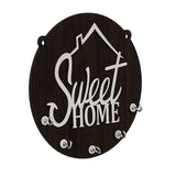 गैलरी व्यूवर में इमेज लोड करें, Webelkart Premium &quot; Sweet Home&quot; Wooden Key Holder for Home and Office Decor with Free 2 Heart Shape Keychains for Keys (5 Hooks , Brown)
