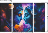 गैलरी व्यूवर में इमेज लोड करें, Webelkart Premium Set of 3 Radha Krishna MDF self Addhesive UV Printed Home Decorative Religious Gift Item,Radha Krishna Wooden Wall paintings For Home And Living Room -22.52 x 15 inches, Multi