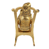 गैलरी व्यूवर में इमेज लोड करें, JaipurCrafts Handcrafted Home Decorative Lord Ganesha Statue (6.50 IN, Aluminium, Gold)