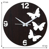 गैलरी व्यूवर में इमेज लोड करें, Webelkart Premium Butterflies Wooden Wall Clock for Home and Office Decor| Three Outer Butterflies Wall Clock for Bedroom,Living Room| (12 Inches, Brown)