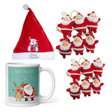 Load image into Gallery viewer, Webelkart Merry Christmas Coffee Mug with 1 Santa Cap and 12 Pcs Christmas Santa Clause Ornament Hangings for Christmas Decorations (350ml)