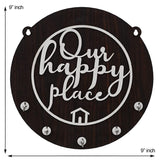 Load image into Gallery viewer, Webelkart Premium &quot; Our Happy Place&quot; Wooden Key Holder for Home and Office Decor| Key Chain Holder for Home (5 Hooks , Brown)