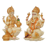 गैलरी व्यूवर में इमेज लोड करें, Webelkart Premium Pair of Laxmi Ganesh Idol Statue Idol for Car Dashboard, Home Decor, Office Décor, Gifting Decorative Showpiece, Temple Gift Diwali Decor (7 X 4.5 Bronze)