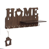गैलरी व्यूवर में इमेज लोड करें, Webelkart Designer &quot;Home&quot; Keys Wooden Key Holder with 7 Hooks, Free Keychain (29 cm x 13.5 cm x 0.4 cm, Brown)
