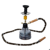 Load image into Gallery viewer, JaipurCrafts Premium Designer Black Tanki Wood Style Glass, Iron Hookah Set ( 13 Inch, Black)