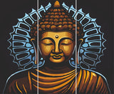 Load image into Gallery viewer, Webelkart Premium Set of 3 Gautam Buddha MDF self Addhesive UV Printed Home Decorative Religious Gift Item, Gautam Buddha Wooden Wall paintings For Home And Living Room -18 X 15 inches, Multi