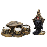 गैलरी व्यूवर में इमेज लोड करें, Webelkart Polyresin Buddha Tealight Candle Holder with Free 3 Tealights Candles| tealight Candle Holder for Home and Office Decor Gifts Items Pooja Room( Gold, 7Inch)