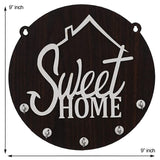 गैलरी व्यूवर में इमेज लोड करें, Webelkart Premium &quot; Sweet Home&quot; Wooden Key Holder for Home and Office Decor with Free 2 Heart Shape Keychains for Keys (5 Hooks , Brown)