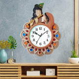 गैलरी व्यूवर में इमेज लोड करें, Webelkart Premium Radhe Krishna Playing Flute Unique Style Plastic Analog Wall Clock for Home and Office Decor| Wall Clock for Living Room( 17 in, Pista)