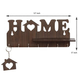 Load image into Gallery viewer, Webelkart Designer &quot;Home&quot; Keys Wooden Key Holder with 7 Hooks, Free Keychain (29 cm x 13.5 cm x 0.4 cm, Brown)