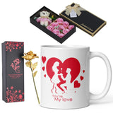 Load image into Gallery viewer, Webelkart®️ Premium Valentine&#39;s Gift Combo of You are My Love Coffee Mug with 1 Golden Rose with Gift Box and 1 Teddy Box Gift for Girlfriend/Boyfriend