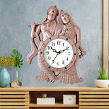 गैलरी व्यूवर में इमेज लोड करें, Webelkart Premium Radhe Krishna Playing Flute Unique Style Plastic Analog Wall Clock