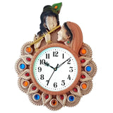 Load image into Gallery viewer, Webelkart Premium Radhe Krishna Playing Flute Unique Style Plastic Analog Wall Clock for Home and Office Decor| Wall Clock for Living Room( 17 in, Pista)