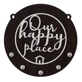 गैलरी व्यूवर में इमेज लोड करें, Webelkart Premium &quot; Our Happy Place&quot; Wooden Key Holder for Home and Office Decor| Key Chain Holder for Home (5 Hooks , Brown)