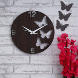 गैलरी व्यूवर में इमेज लोड करें, Webelkart Premium Butterflies Wooden Wall Clock for Home and Office Decor| Three Outer Butterflies Wall Clock for Bedroom,Living Room| (12 Inches, Brown)