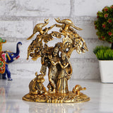 गैलरी व्यूवर में इमेज लोड करें, JaipurCrafts Premium Radha Krishna &amp; Kamdhenu Cow Kalpvriksha Tree Showpiece - 22 cm (Aluminum, Golden)