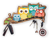 Load image into Gallery viewer, Webelkart Premium &#39;Owl Family&#39; Decorative Wooden Printed Key Holder for Home Decor Key Hangers Keychain Holder Key Stand &amp; Key Holder for Wall Owl Key Holder (25 cm, 6 Hooks)