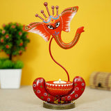 गैलरी व्यूवर में इमेज लोड करें, JaipurCrafts Premium Lord Handpainted Table Ganesha Tealight Candle Holder for Home Decoration Items Candle Stand | Ganesha tealight Holder (Iron, 12 Inch)