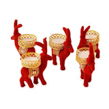 Load image into Gallery viewer, Webelkart Cute Christmas Reindeer Tealight Holder - 5 pc (Red) Reindeer Shaped tealight Candle Holder for Home and Office Decor| Christmas tealight Holder