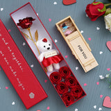 Load image into Gallery viewer, Webelkart®️ Premium Valentine Gift Combo of Rose Box with 24k Red Golden Rose with 1 Love Massage Letter Glass Bottle-Pack of 7