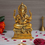 गैलरी व्यूवर में इमेज लोड करें, Webelkart Premium Metal Ganesha Idol for Home and Office Decor | Ganesha Idol for Car Dashboard ( 8.5 Inches)