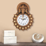 गैलरी व्यूवर में इमेज लोड करें, Webelkart Premium Plastic Designer Stones Ganesha Wall Clock for Home and Office Decor| Wall Clock for Living Room| Wall Clock for Bedroom (Copper, 12 Inch)