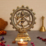 गैलरी व्यूवर में इमेज लोड करें, Webelkart Premium Gold Plated Lord Shiva Dancing Natraj/Nataraja Statue Handcrafted Sculpture for Home and Puja Decor| nataraj Statue for Home|(8 Inches, Gold)
