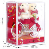 Load image into Gallery viewer, Webelkart®️ Premium White Plastic Cycle with Teddy Bear and Rose Petals Gift Box for Valentine&#39;s Gift for Girlfriend/Boyfriend/Wife/Husband (Red)