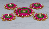 Load image into Gallery viewer, Webelkart Set of 5 Tealight Candle Holder for Home Decor, Mosaic Glass, Balcony Decoration Items Outdoor, Balcony Decor,Candle Stand,Flowers Diwali Decoration Item ( Pack of 5 , 9.5 x 6.5 Inches)