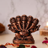 गैलरी व्यूवर में इमेज लोड करें, Webelkart Polyresin Panchmukhi Ganesha Idol Statue for Car Dashboard, Home Temple and Office |5 x 5 x 2 Inches , Copper