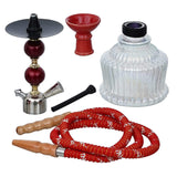 Load image into Gallery viewer, JaipurCrafts Premium Designer Crystal Red Football Style Glass, Iron Hookah Set ( 15 Inch, Red)