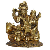 Load image into Gallery viewer, JaipurCrafts Premium Metal Shiv Parivar / Shiva Parvati and Ganesha and Kartik Idol Lord Shiva Sitting On Nandi Decorative Showpiece - 4 Inches (Metal, Gold)