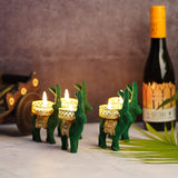 Load image into Gallery viewer, Webelkart Cute Christmas Reindeer Tealight Holder - 5 pc (Green) Reindeer Shaped tealight Candle Holder for Home and Office Decor| Christmas tealight Holder