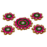 Load image into Gallery viewer, Webelkart Set of 5 Tealight Candle Holder for Home Decor, Mosaic Glass, Balcony Decoration Items Outdoor, Balcony Decor,Candle Stand,Flowers Diwali Decoration Item ( Pack of 5 , 9.5 x 6.5 Inches)