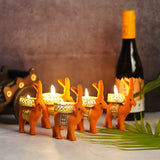 Load image into Gallery viewer, Webelkart Cute Christmas Reindeer Tealight Holder - 5 pc (Orange) Reindeer Shaped tealight Candle Holder for Home and Office Decor| Christmas tealight Holder