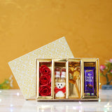 Load image into Gallery viewer, Webelkart®️ Valentine&#39;s Gift Combo of Gold Rose With 3 Red Roses , 1 Teddy And 2 Message Bottles And Cadbury Dairy Milk Worth Rs. 20- Valentine Gift For Girlfriend/Boyfriend/Wife/Husband